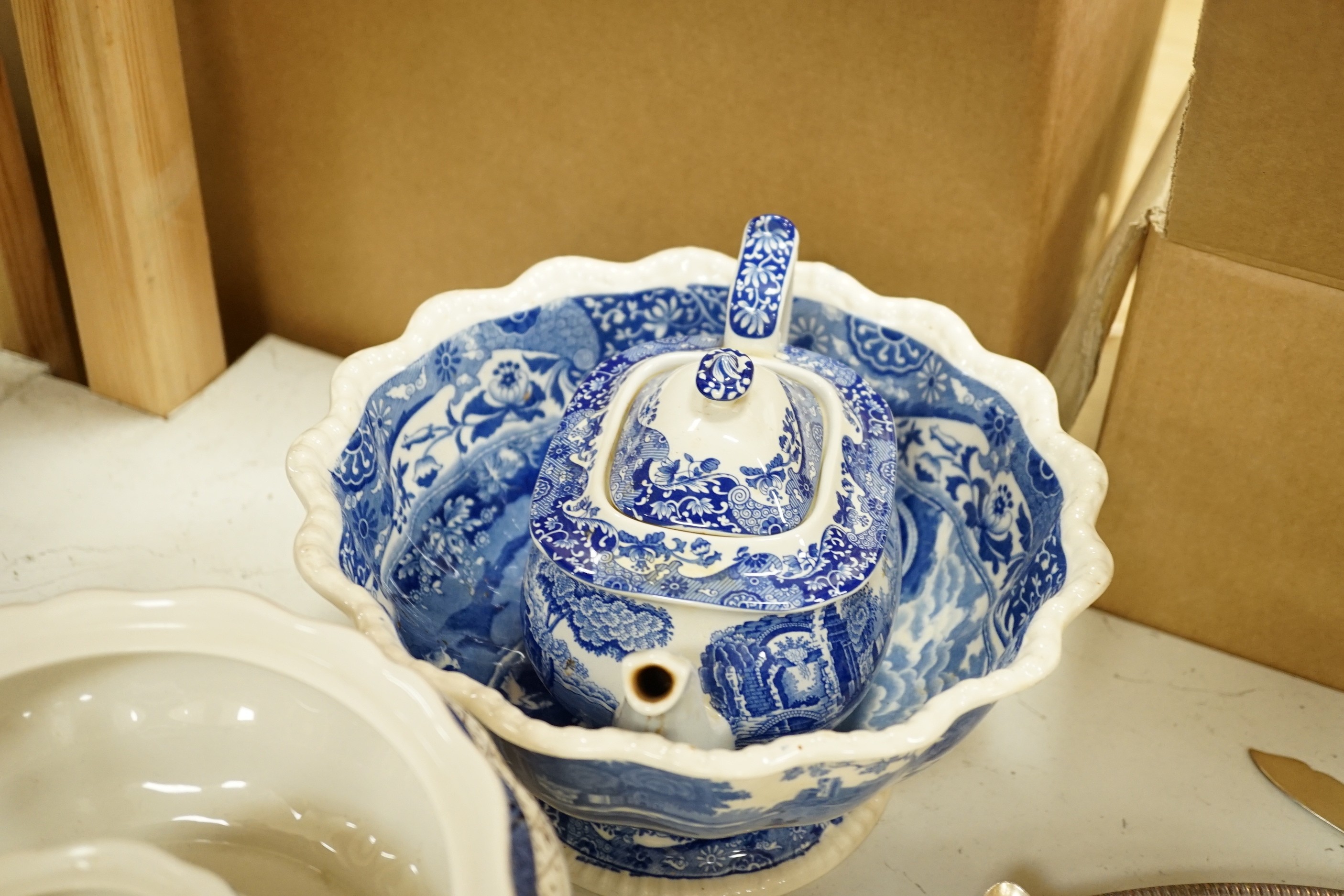 A group of Spode and Booths blue and white pottery